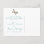 蝶ティール(緑がかった色)ホワイトクリームは日付カードを保存 案内ポストカード (裏面)