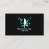 蝶ティール(緑がかった色)リボン卵巣がん認識度 名刺 (正面)