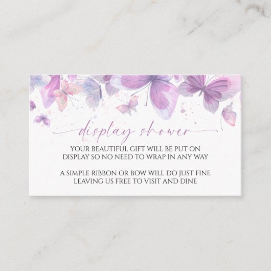 蝶ディスプレイ赤ちゃんシャワー囲いカード エンクロージャーカード (正面)