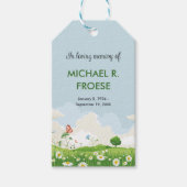 蝶デイジー牧草葬祭記念写真 ギフトタグ (正面)