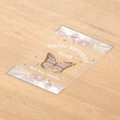 蝶デザインハッピーバースデー アクリル招待状 (レイダウン)