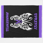 蝶トライバル…てんかん フリースブランケット (正面(横))