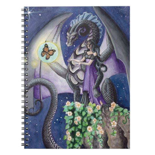 蝶ドラゴンの芸術の黒いドラゴン ノートブック (正面)