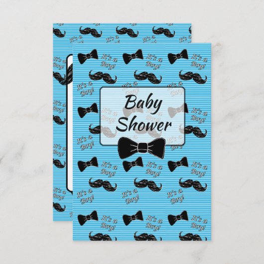 蝶ネクタイと口ひげ赤ちゃんシャワー招待状 招待状 (正面/裏面)