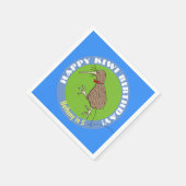 蝶ネクタイと幸せなキウイ漫画の鳥 スタンダードカクテルナプキン (角)