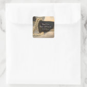 蝶ネクタイと真珠結婚の感謝のメッセージカード スクエアシール (バッグ)