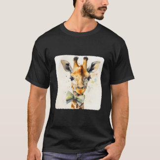 蝶ネクタイのキリン ファッション おしゃれ アニマル Tシャツ