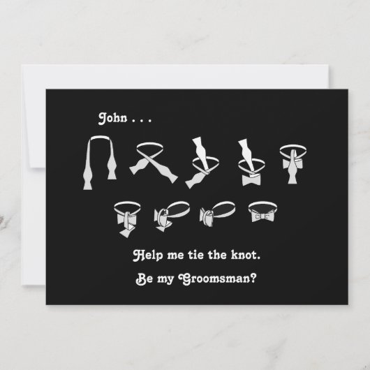 蝶ネクタイのグルームズマン依頼 招待状 (正面)