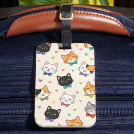 蝶ネクタイをした笑顔の猫 ラゲッジタグ