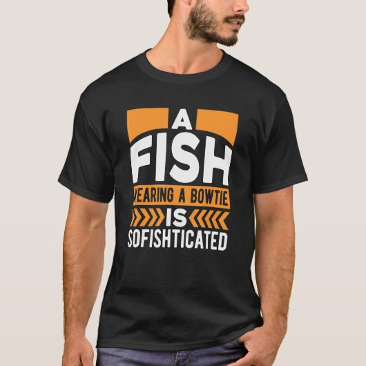 蝶ネクタイをした魚は洗練された男性 Tシャツ (正面)