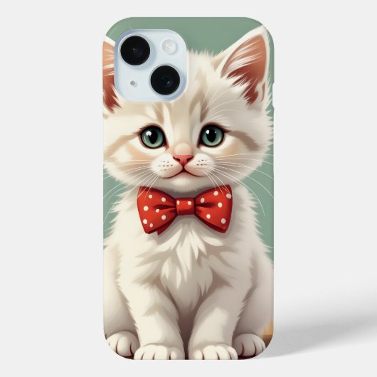 蝶ネクタイをつけたかわいい白猫 Case-Mate iPhoneケース (裏面)
