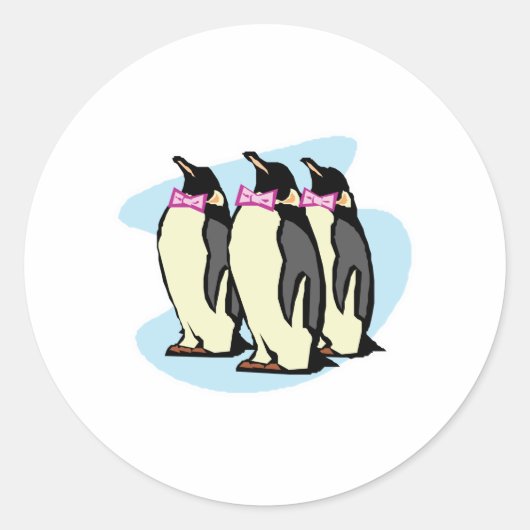 蝶ネクタイをつけたペンギン ラウンドシール (正面)