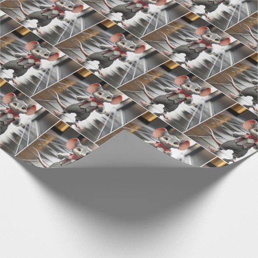 蝶ネクタイを着用しているマウス ラッピングペーパー (角)