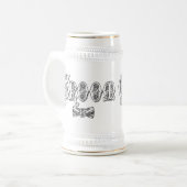 蝶ネクタイ白と黒のタイプのグルーミング ビールジョッキ (正面左)