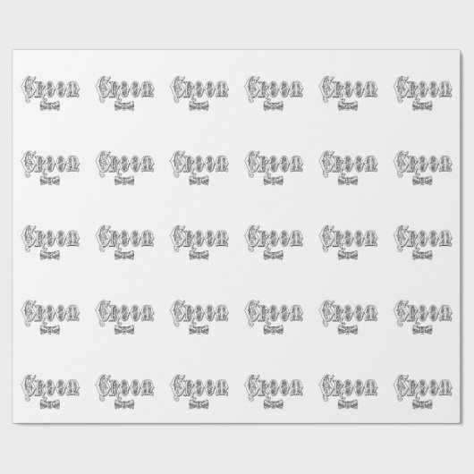 蝶ネクタイ白と黒のタイプのグルーミング ラッピングペーパー (フラット)