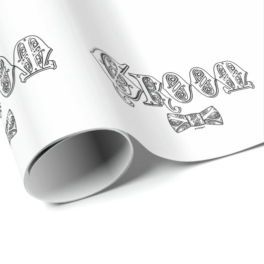 蝶ネクタイ白と黒のタイプのグルーミング ラッピングペーパー (ロールコーナー)