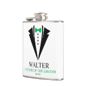 蝶ネクタイ タキシード 「新郎の父」 名入れ フラスク (左)