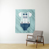 蝶ネクタイ ベイビーシャワー 背景、ネイビー、水色 タペストリー (インサイチュ)