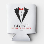 蝶ネクタイTuxedo "花嫁の父パーソナライズされた" 缶クーラー (裏面)