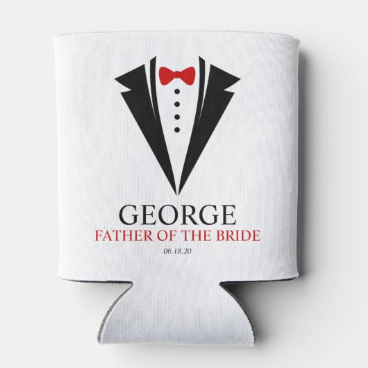 蝶ネクタイTuxedo "花嫁の父パーソナライズされた" 缶クーラー (裏面)