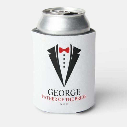 蝶ネクタイTuxedo "花嫁の父パーソナライズされた" 缶クーラー (缶裏面)