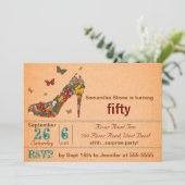 蝶ハイヒールの第50誕生日の招待 招待状 (スタンド正面)