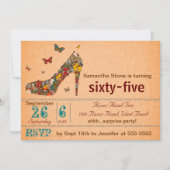 蝶ハイヒールの第65誕生日の招待 招待状 (正面)