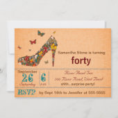 蝶ハイヒール40歳誕生日招待状 招待状 (正面)