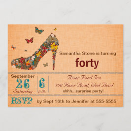 蝶ハイヒール40歳誕生日招待状 招待状