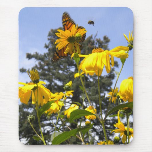 蝶ハチNひまわり花 マウスパッド (正面)