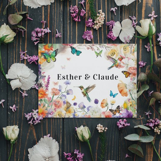 蝶ハミングバードワイルドフラワーメドウ カード