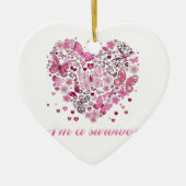 蝶ハートは生存乳がん患者である セラミックオーナメント (正面)