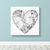 蝶ハートパターン6 キャンバスプリント (インサイチュ (ウッドフロア))