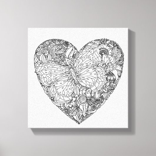 蝶ハートパターン6 キャンバスプリント (正面)
