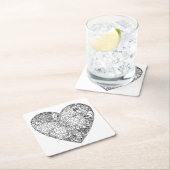 蝶ハートパターン スクエアペーパーコースター (インサイチュ)