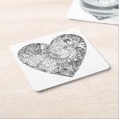 蝶ハートパターン スクエアペーパーコースター (アングル)