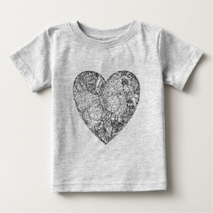 蝶ハートパターン ベビーTシャツ