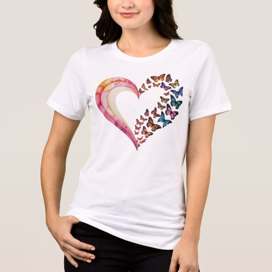 蝶ハート水色シャツ トライブレンドTシャツ (正面)