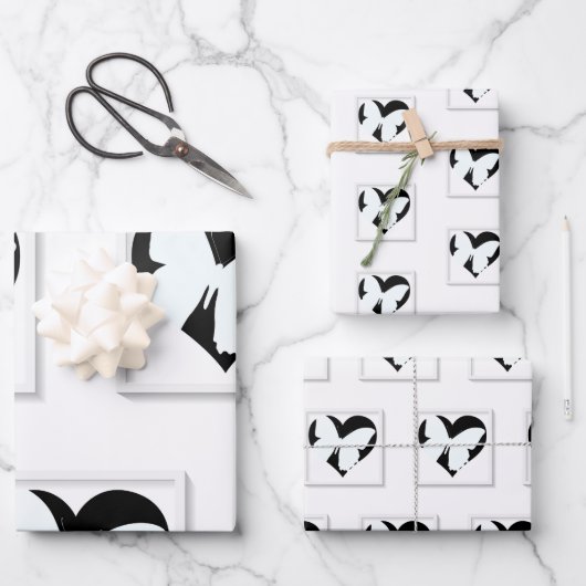 蝶ハート白 ラッピングペーパーシート (正面)