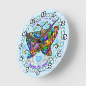 蝶ハート ラウンド壁時計 (傾斜)