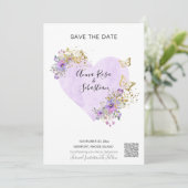 *~*蝶ハートAR6 QRウェディング日付を保存 招待状 (スタンド正面)