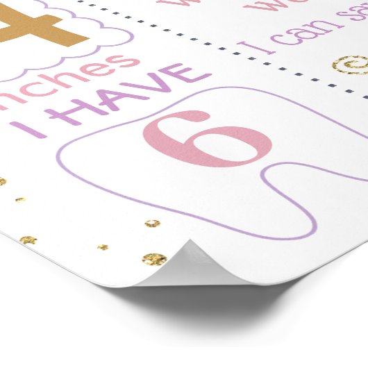 蝶バタフライファースト誕生日看板 ポスター (角)