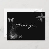 蝶バラフローリッシュ白黒ありがとう ポストカード (正面/裏面)