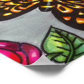 蝶バラ花オリジナル自然スケッチ ポスター (角)