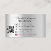 蝶バラ金ゴールドシルバーQRコードSNS 名刺 (裏面)