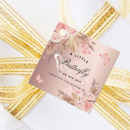 蝶バラ金ゴールド花模様女の子の赤ちゃんシャワー フェイバータグ