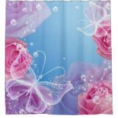 蝶バラ シャワーカーテン (正面)