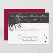 蝶バルミツワーの招待状の応答の応答 出欠カード (正面/裏面)