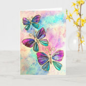 蝶バレンタインデーカードとカスタム文字 カード (黄色い花)