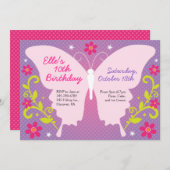 蝶バースデーパーティ招待状 招待状 (正面/裏面)